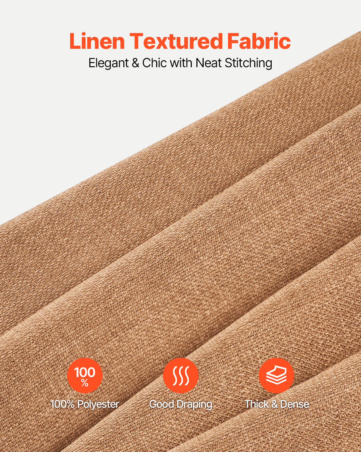 VEVOR Natural Linen Curtains, 52 x 84 inch 2 Panels Set, Grommet Light Filtering Thick Flax Textured Linen Drapes, Privacy Burlap for Living Room, Bedroom, Farmhouse, Sunroom, Office Window Curtain