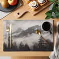 thumbnail image 2 of Mountains Forest Placemats Set&nbsp;of&nbsp;2 Nature Landscape Fog Cloud Heat Insulation Washable Place Mats, Rustic Non-Slip Table Mats for Dining Table Party Kitchen Decor,13x19 Inch, 2 of 9