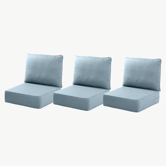 Joyofarm 24" x 22" x 6" Outdoor Chair Cushions for Patio Furniture, Deep Seat and High Back for Patio Rocking Dining Chair and Couch, Baby Blue (Set of 3)