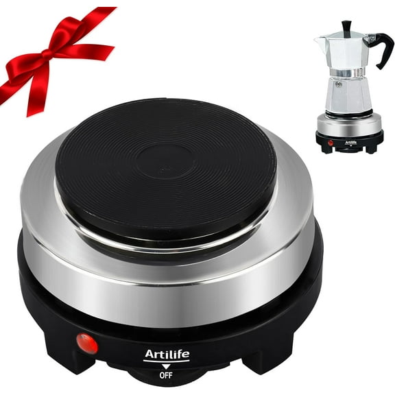 500W Small Hot Plate Mini Plate, Electric Stove Portable Burner Kitchen Cooktop Heater, Christmas Gift, Perfect Size for Moka Pot 110V