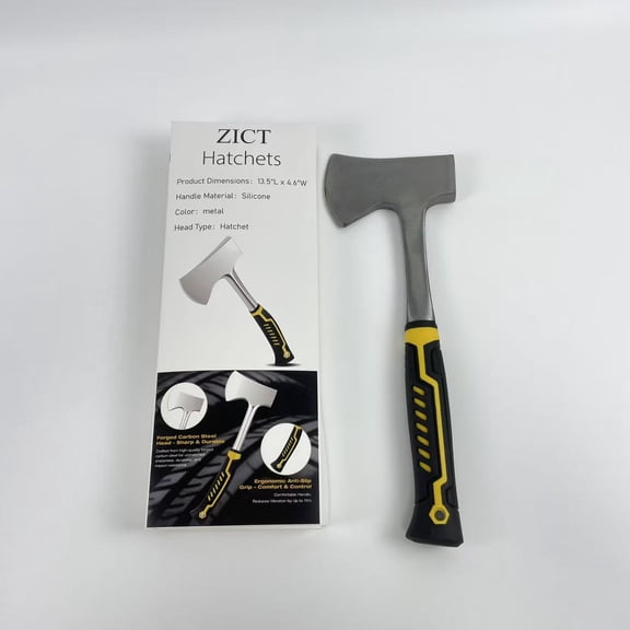 ZICT Hatchets,13.5" Camping Hatchet, Forged Carbon Steel Axe with Ergonomic Anti-Slip Grip & Heavy-Duty Oxford Nylon Sheath – Outdoor Survival, Camping, Wood Splitting & Hiking Tool