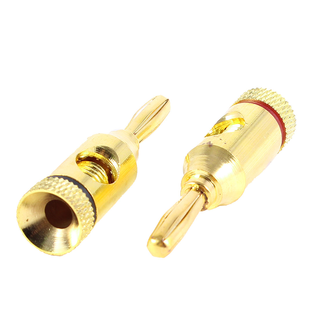 Screw Type Audio Speaker Cable Connector Banana Adapter Gold Tone 2 Pcs