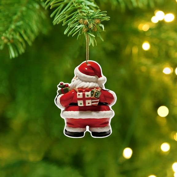 Santa Claus Christmas Ornaments Decorations Santa Ornament Christmas Tree Wooden Hanging with Rope Creative Gifts for Xmas Tree Family