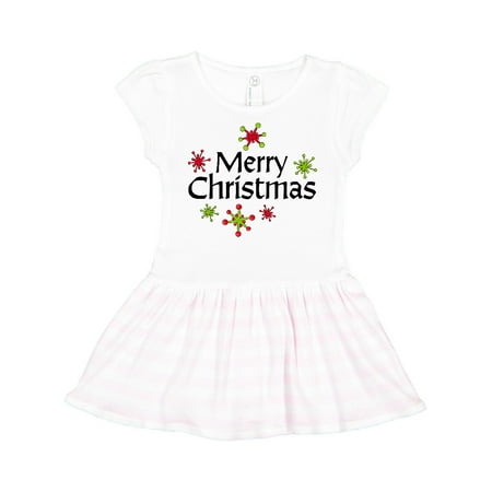 

Inktastic Merry Christmas red and green snowflakes Gift Toddler Girl Dress