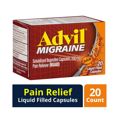 Advil Migrain 20'S Size 20ct Advil Migraine Pain Relief Liquid Filled Capsules
