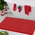 thumbnail image 1 of Alfombra de baño LuxUrux de chenilla ultrasuave: microfibra afelpada, superabsorbente y de secado rápido, diseño acogedor y peludo, lavable a máquina (61 x 91 cm, roja), 1 of 1