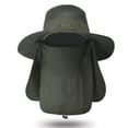 thumbnail image 1 of Taslon Multi-Functional Outdoor UV Protection Hat with Removable Face & Neck Flap, Adjustable Drawstring, Breathable Wide Brim for Camping, Fishing, Gardening, Travel - Army Green XBG-9073, 1 of 7
