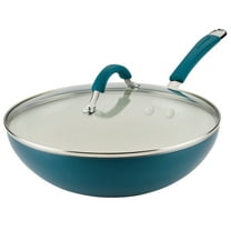Rachael Ray Cucina 11 inch Ceramic Nonstick Stir Fry Pan with Lid, Marine Blue