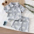 thumbnail image 5 of ANINEO Boys Summer Outfit Sets Dinosaur Print Short Sleeve Lapel Shirt And Shorts Beach Style Casual Play For Toddler Kids Trendy Child Clothing Sets, 5 of 9