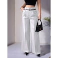 thumbnail image 3 of Women'S High Waisted Wide Leg Work Pants Straight Leg Office Slacks Trousers Silver S, 3 of 5