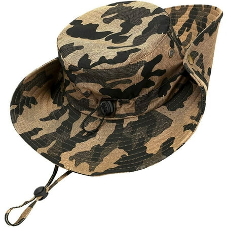 Kolumb Wide Brim Boonie Hat, Men & Women Top Camo Bucket Hats for