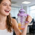 thumbnail image 6 of Purple ICE CREAM Large Capacity Tumbler with Handle, 1400ML Portable Water Bottle with Straw, for Travel, Office, Outdoor Activities, Daily Use - BPA Free, Leakproof Design, Easy to Carry, Suitable f, 6 of 8