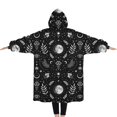 thumbnail image 2 of Oversized Wearable Blanket Hoodie,Black White Moon Leaf Flower Eye Pattern Sherpa Blanket Hoodie with Super Pockets,Super Warm Fuzzy Pullover for Women & Men, 2 of 6