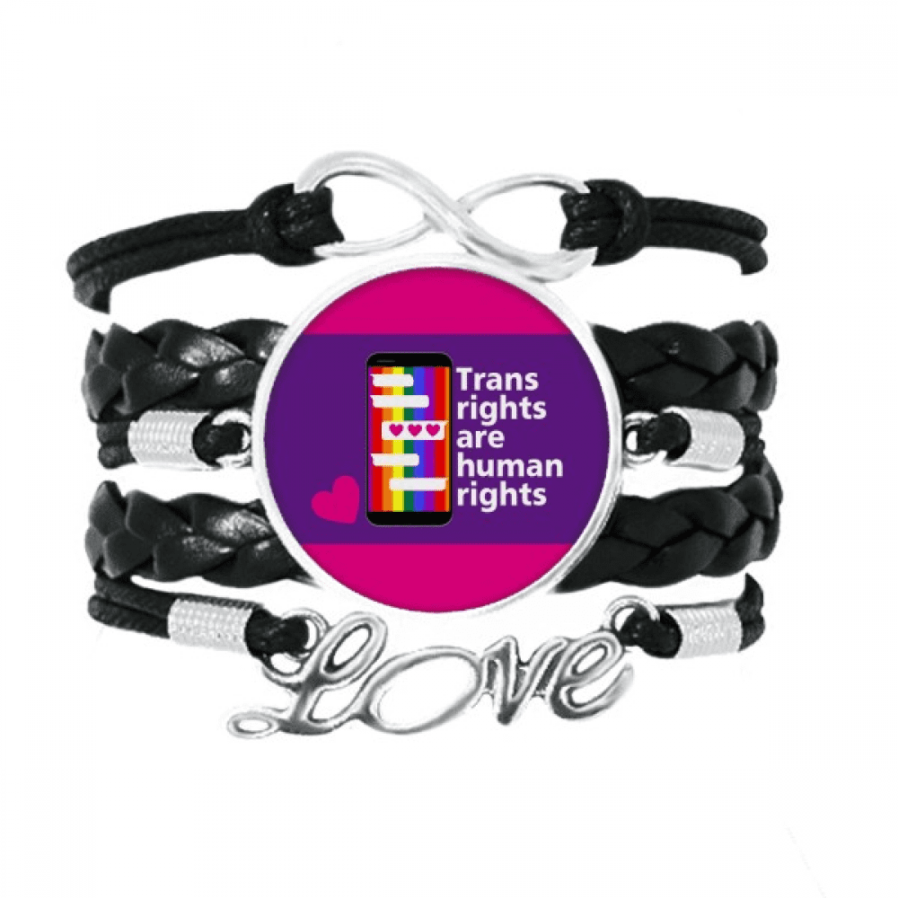 Trans Rights Are Human Rights Bracelet Love Accessory Twisted Leather Knitting Rope Wristband