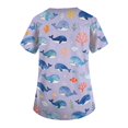 thumbnail image 4 of Womens Scrub Tops Cute Cartoon Animals Print Fashion Style V Neck Short Sleeve Medical Worker Uniform Tops, 4 of 4