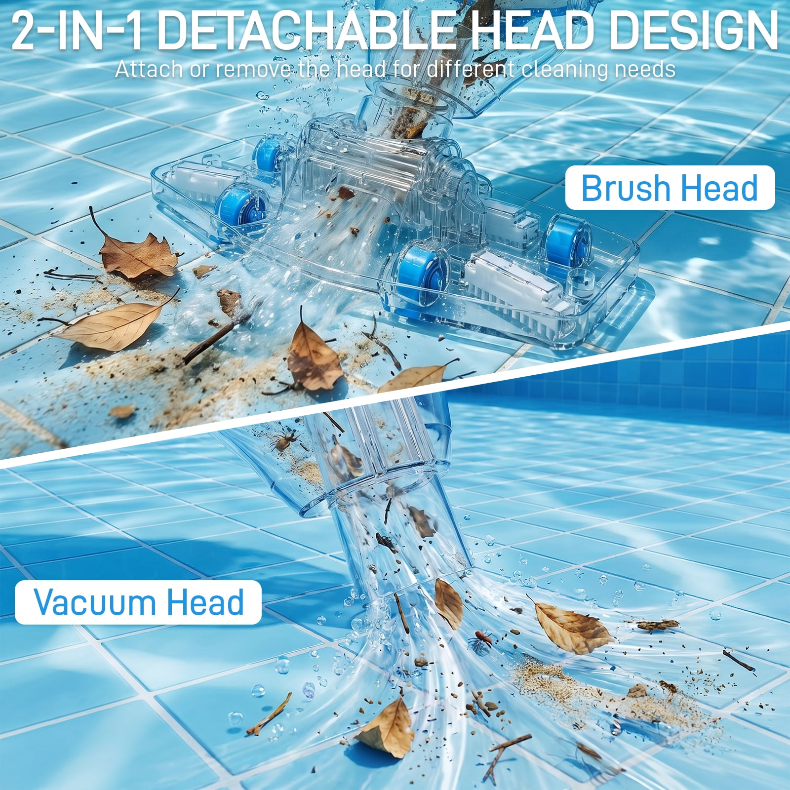 Ktaxon Cordless Pool Vacuum Cleaner with Adjustable Pole, Rechargeable Handheld Pool Cleaner, 18.5 GPM Suction, Dual Cleaning Modes, 2 Filters, for In-Ground Pools, Above-Ground Pools