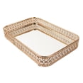 thumbnail image 5 of Vanity Rectangle Jewelry Trinket Organizer Tray Cosmetic Makeup Tray Crystal Mirrored Cosmetic Tray for Wedding Countertop Women Friends Aureate L, 5 of 9
