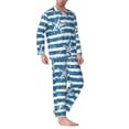 thumbnail image 2 of Lsque Ocean on Striped Pattern Long Sleeve Pajama Set for Men - Soft 2-Piece Sleepwear and Loungewear Set with Pockets, Comfy Nightwear-Medium, 2 of 7