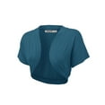 thumbnail image 2 of Made by Johnny Women's Short Sleeve Cropped Bolero Shrug Open Cardigan L TEAL, 2 of 5