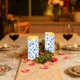 thumbnail image 6 of Blue Flower Pattern Flameless Candles 2 PCS with Remote Realistic Moving Flame LED Tapered Pillar Set for Home Decor, 6 of 7