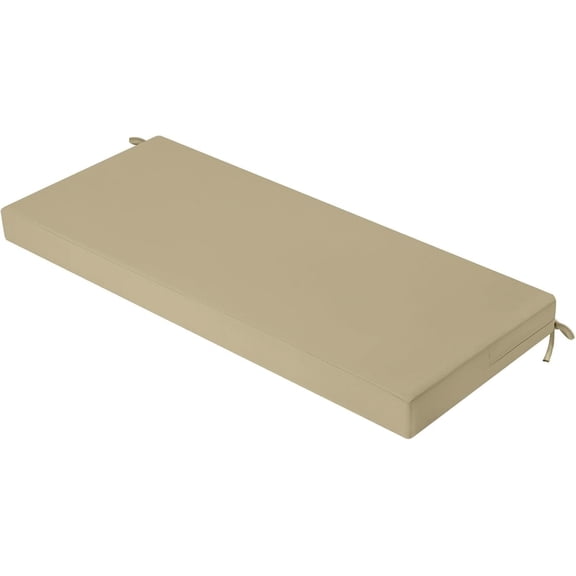 Outdoor Waterproof Bench Cushion with Ties, Patio Porch Swing Replacement Seat Pad, 42 x 18 In, Khaki