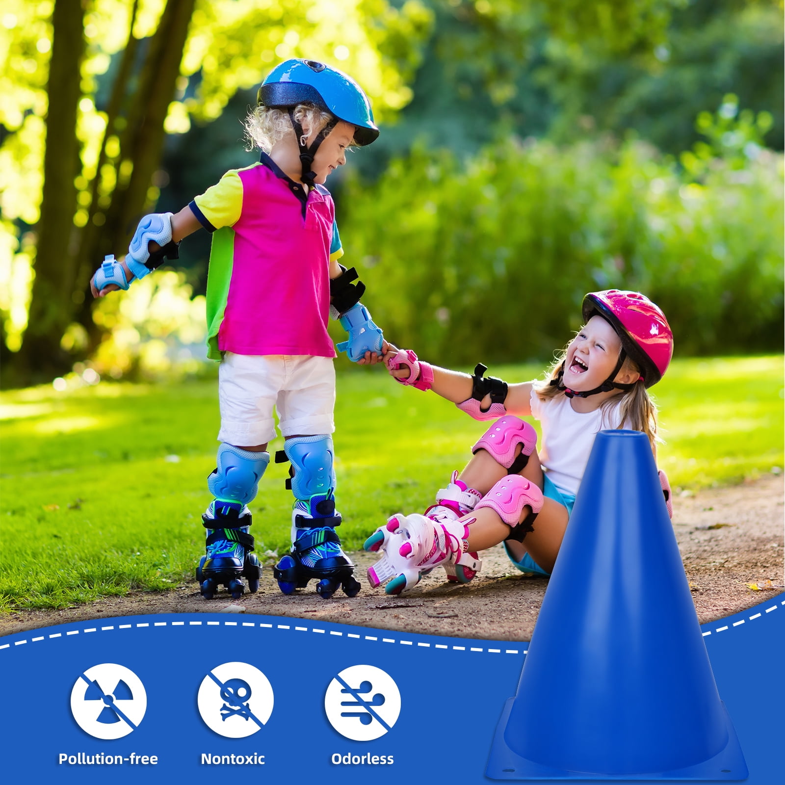Training Plastic Traffic Cones Set,Festive Events Agility Cones,Sports Soccer Flexible Cone Sets,Sports Equipment for Kids (6 Colors,24 Pack,7 Inch)