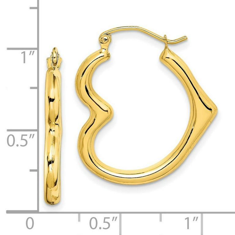 10k Yellow Gold 26mm Heart Hinged Hoop Earrings 10k Yellow Gold 26mm Heart Hinged Hoop Earrings