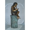 thumbnail image 4 of Sitting Girl on Log Reading a Book Bronze Statue -  Size: 19"L x 13"W x 48"H., 4 of 12