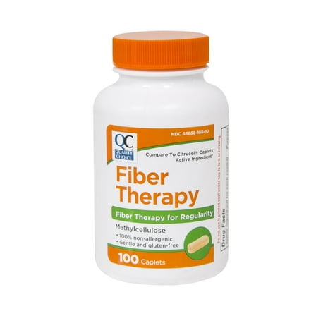 Quality Choice Fiber Therapy for Regularity Methylcellulose 500 mg 100 Caplets Pack of 4