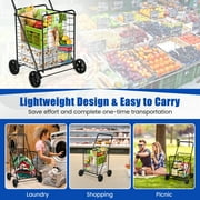 BLACK JAGUAR Folding Shopping Cart Utility Trolley Grocery Cart with Wheels Black