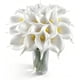 thumbnail image 1 of Ramo de 20 flores artificiales blancas de lirio de cala para decoración, ramos de boda al aire última intervensión, flores de imitación realistas para el hogar, jardín, fiesta y decoración, 1 of 7