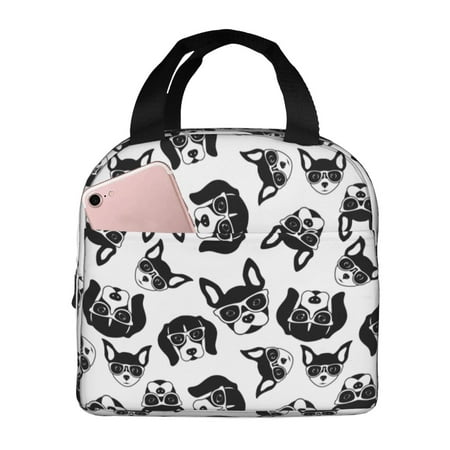 Insulated Lunch Bag for Women Men - Cute Dog Puppy black Leakproof Cooler Lunch Box for Women Men  Lunch Tote Bags for Work School Picnic Travel