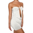 thumbnail image 4 of Faithtur Robe Moulante Enveloppante pour Femmes Couleur Unie Sans Bretelles Robe Cocktail Été Fête Boîte de Nuit Dos Nu Mini Robe, 4 of 8