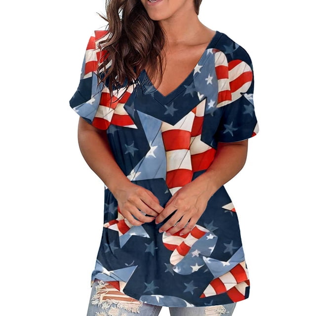 Birdeem T-Shirts à Col Rond pour Femmes à Imprimé, Manches Courtes, T-Shirt Blouse, Hauts Amples