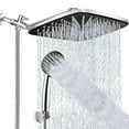 thumbnail image 3 of 12 Inch High Pressure Rain Shower Head Combo With Extension Arm- Wide Showerhead With 5 Handheld Water Spray - Adjustable Dual Showerhead With Anti-Clog Nozzles - Silver Chrome, 3 of 7