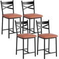 thumbnail image 1 of YUSAZENS 26 Inch High Bar Stool with X Shaped Metal Back, Tall Counter Height Chair, Sturdy Seating for Kitchen Island Bar Pub Brown 4pcs, 1 of 8