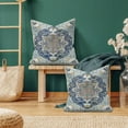 thumbnail image 6 of Boho Throw Pillow Covers Vintage Blue Yellow Pattern Bohemian Style with Floral Square Pillowcase Linen Cushion Cover Farmhouse Decorative Pillowcase for Sofa Sofa Bedroom Pack of 2 18 x 18 Inch, 6 of 6