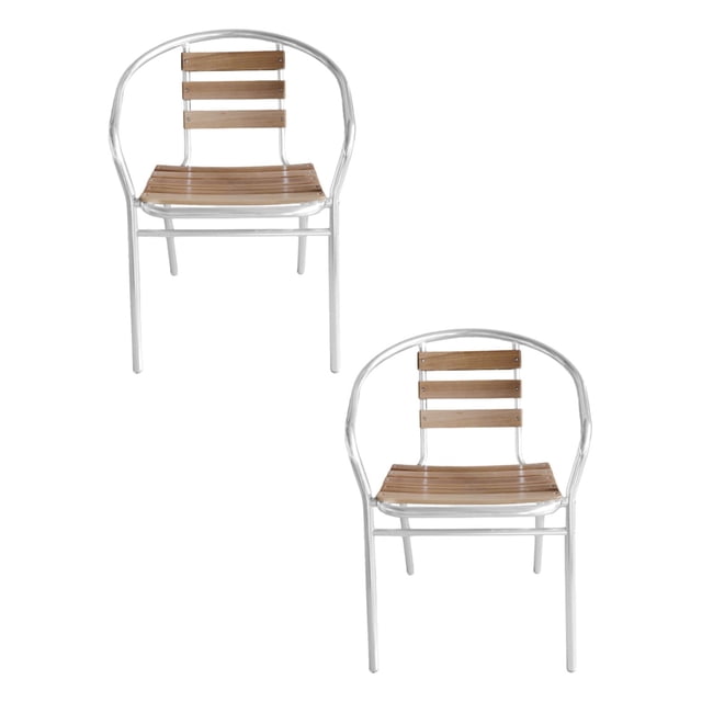 Juego 2 Sillas Galerias El Triunfo Tubular de Aluminio y Madera Elegante