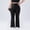 Black, variant on YHAJDS Womens Plus Size Pants Solid Color High Waist Tummy Control Flared Yoga Gym Sport Trousers for Women With Side Pockets