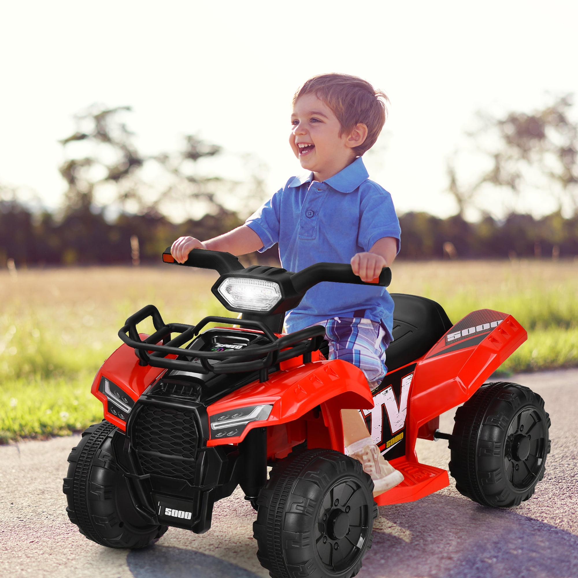Gymax 6V 4 Wheels ATV Quad Ride On Car Kids Ride-On Toy w/ Music Horn LED Light Red