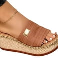 thumbnail image 2 of Pnellth Women Sandals Platform Wedge Footwear Open Toe Anti Skid Sandals for Daily Wear Brown, 2 of 6