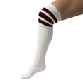 thumbnail image 3 of 1 Pair 3 Stripe Knee High Tube Socks Old School 24" Soccer Sports 10-15 Black, 3 of 4