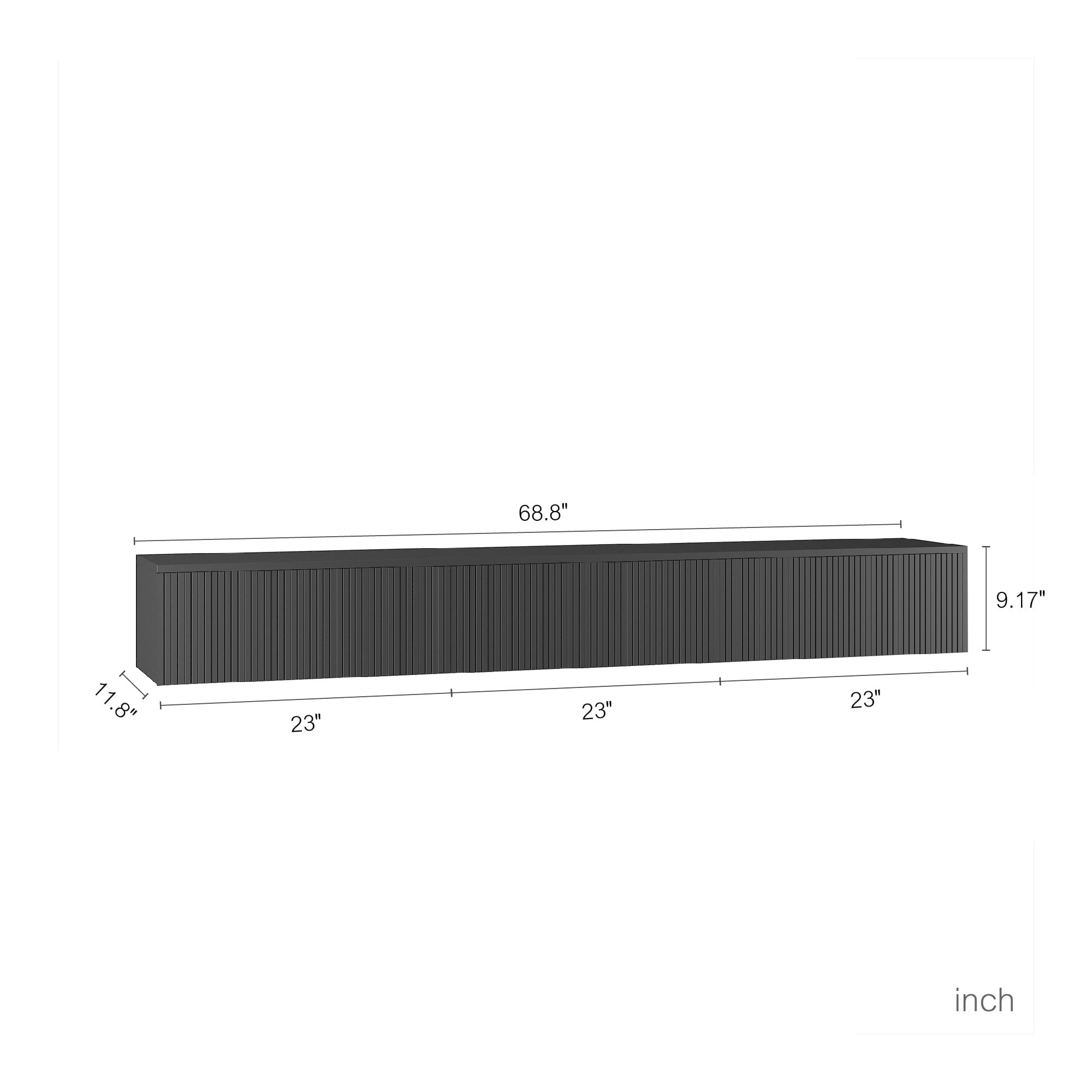Aukfa Floating TV Stand Wall Mounted for TVs up to 70" w/ LED APP Control & Power Outlet,Black