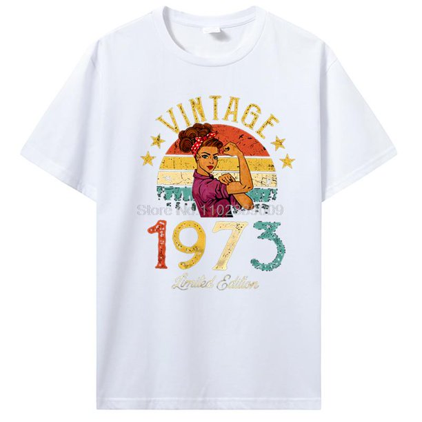 Divertido hecho en 1973 regalos de cumpleaños cinta de casete camiseta Vintage fiesta abuela abuelo presente verano Camiseta de algodón camisetas de regalo