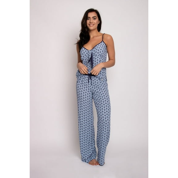 Pretty You London Women's EcoVero Cami Pant Pajama Set in Blue