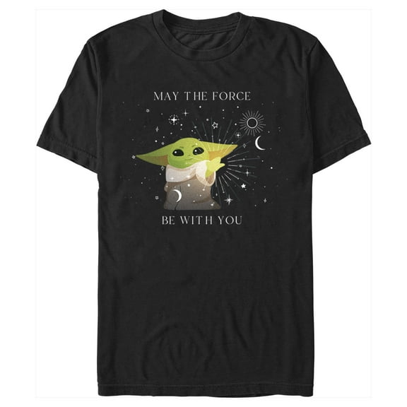 Men's Star Wars: The Mandalorian Grogu May the Force be With You Celestial Graphic Tee Black 2X Large