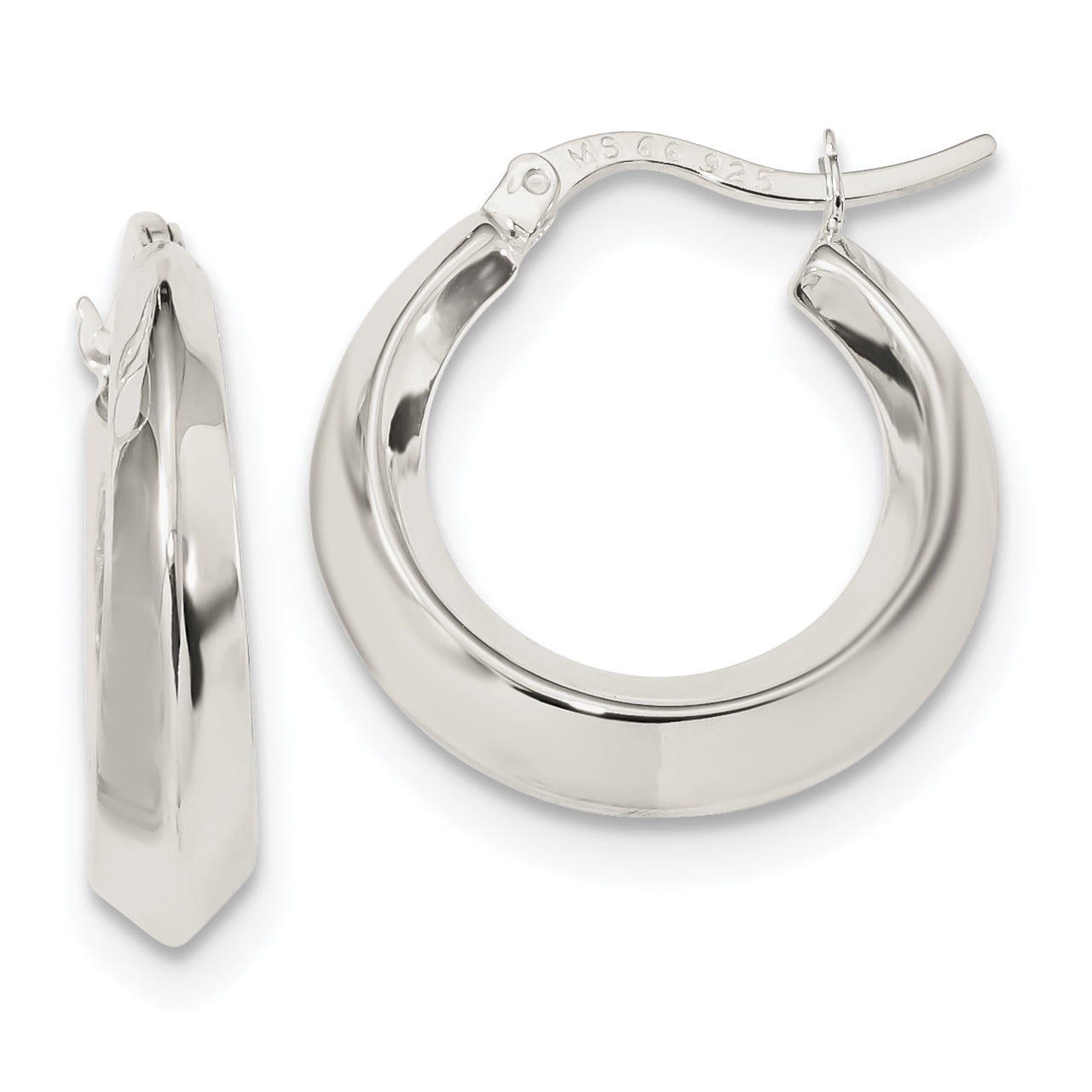 23.1mm x 24.6mm Jewel Tie 925 Sterling Silver Beveled Hoop Earrings 