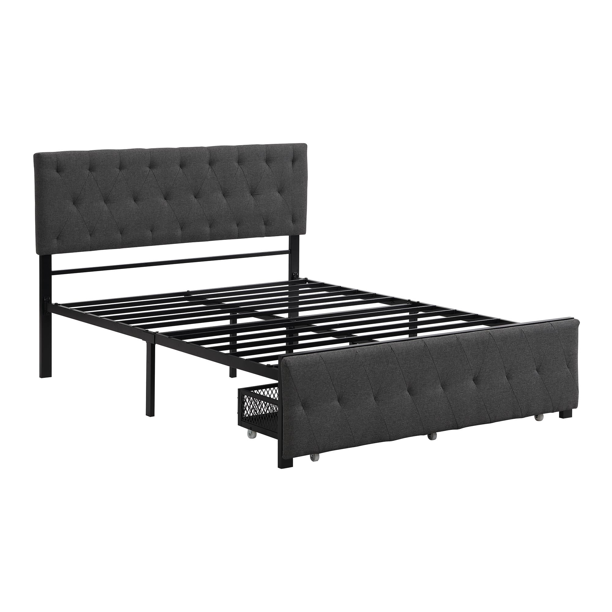 BaytoCare Full Size Storage Bed Metal Platform Bed with a Big Drawer