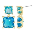 thumbnail image 2 of Gold Plated Blue Topaz Cubic Zirconia Double Square Stud Earrings, 2 of 4