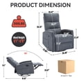 thumbnail image 3 of Leumius Recliner Chair for Adults,Padded Deep Seat Reading Chair with Side Pockets, Small Recliners for Small Spaces, Lounge Chair for Living Room, Bedroom,Gray, 3 of 10